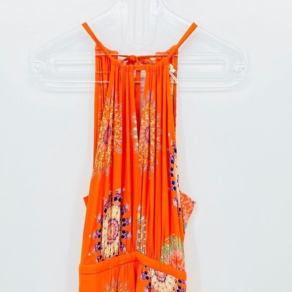 Anthropologie Halter Dress Small 6 orange paisley - Picture 4 of 11